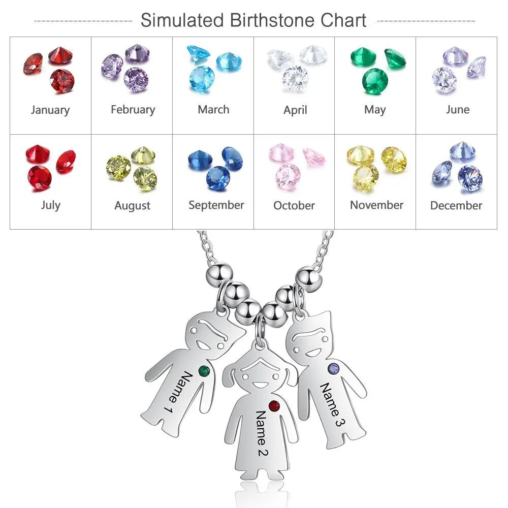 Boy Girl Pendant Name Necklace Customized Birthstone Jewelry Gift - Blade & Thread