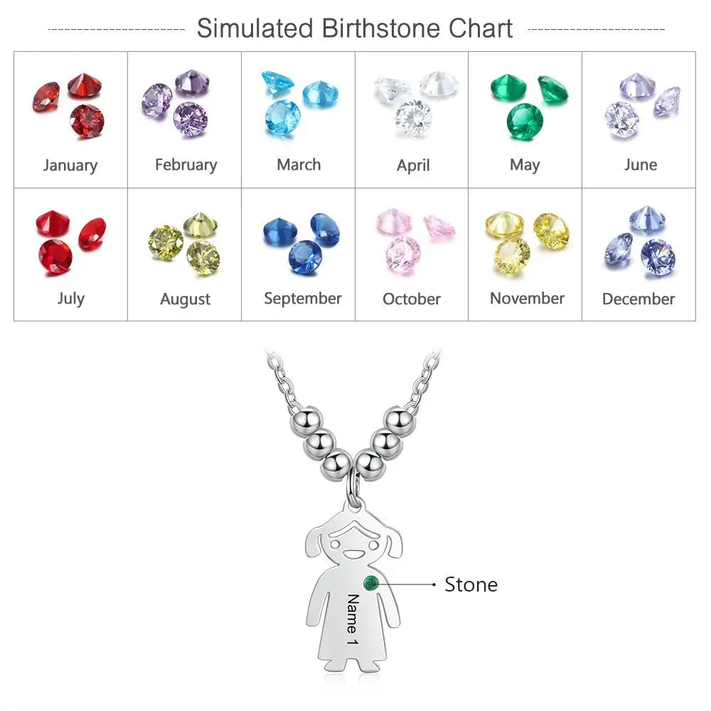 Boy Girl Pendant Name Necklace Customized Birthstone Jewelry Gift nowadaysfashion
