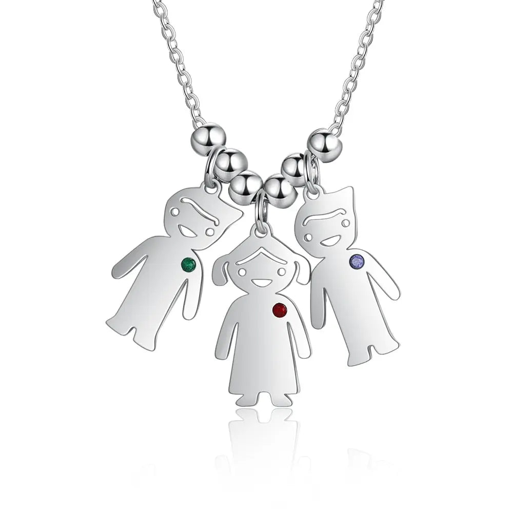 Boy Girl Pendant Name Necklace Customized Birthstone Jewelry Gift nowadaysfashion