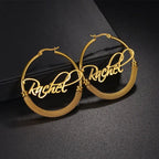 Braided personalized name hoop titanium steel earrings nowadaysfashion