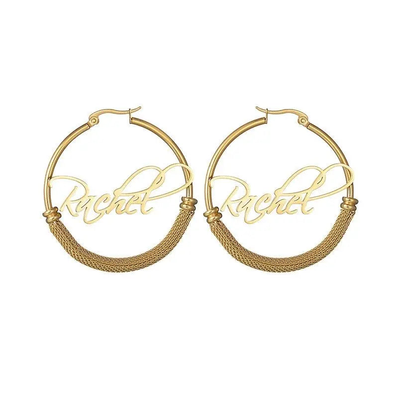 Braided personalized name hoop titanium steel earrings - Blade & Thread