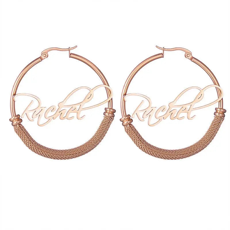 Braided personalized name hoop titanium steel earrings - Blade & Thread