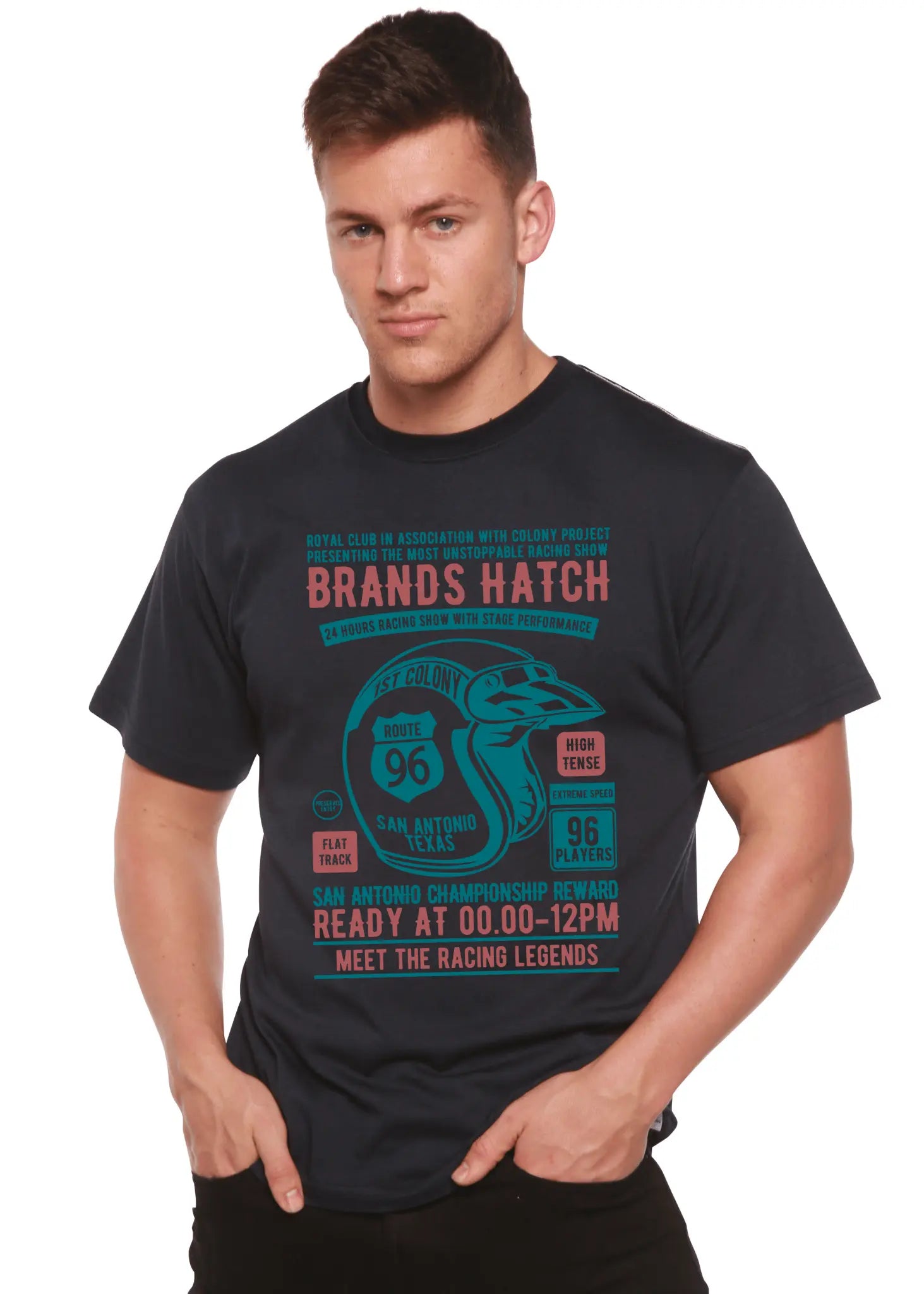 Brands Hatch Men's Bamboo Viscose/Organic Cotton Short Sleeve Graphic T-Shirt - Blade & Thread
