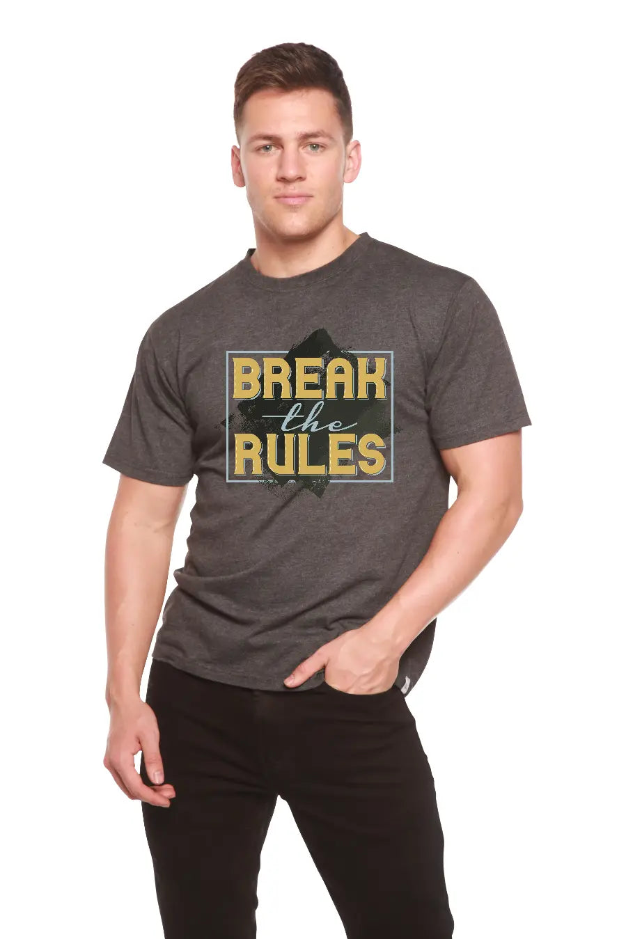 Break the Rules Men's Bamboo Viscose/Organic Cotton Short Sleeve Graphic T-Shirt Spun Bamboo