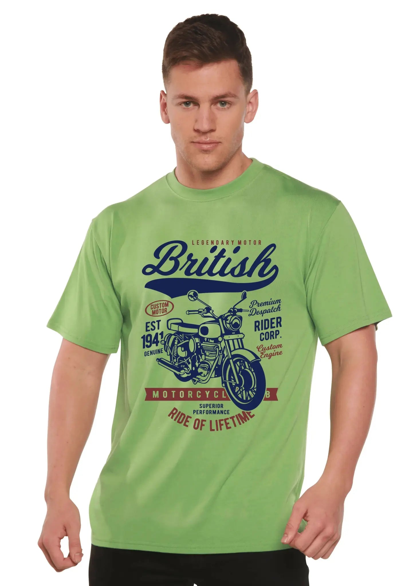 British Motorcycle Men's Bamboo Viscose/Organic Cotton Short Sleeve Graphic T-Shirt Spun Bamboo
