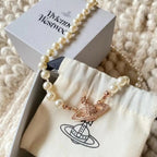 Brooch pearl necklace women's paper clip necklace nowadaysfashion