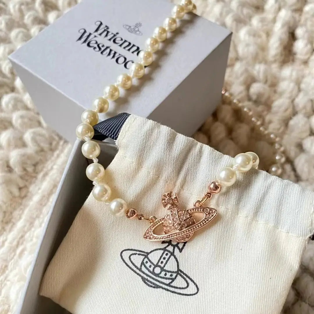 Brooch pearl necklace women's paper clip necklace - Blade & Thread
