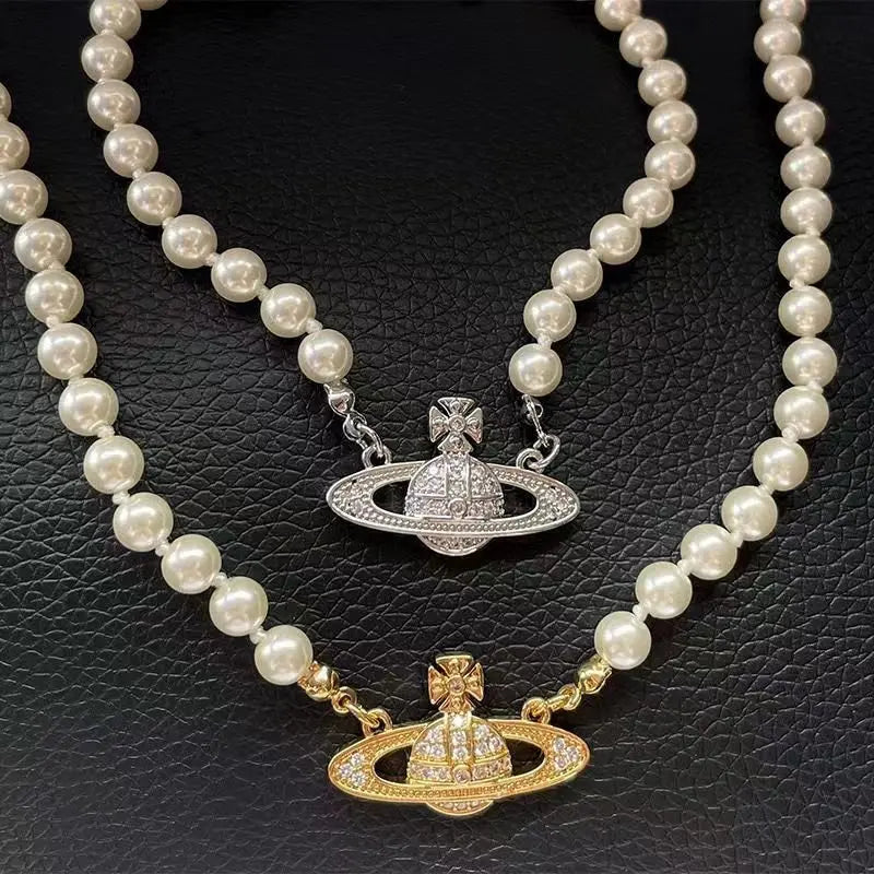 Brooch pearl necklace women's paper clip necklace - Blade & Thread