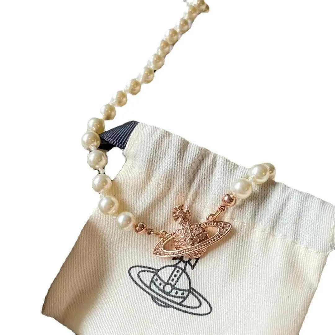 Brooch pearl necklace women's paper clip necklace - Blade & Thread