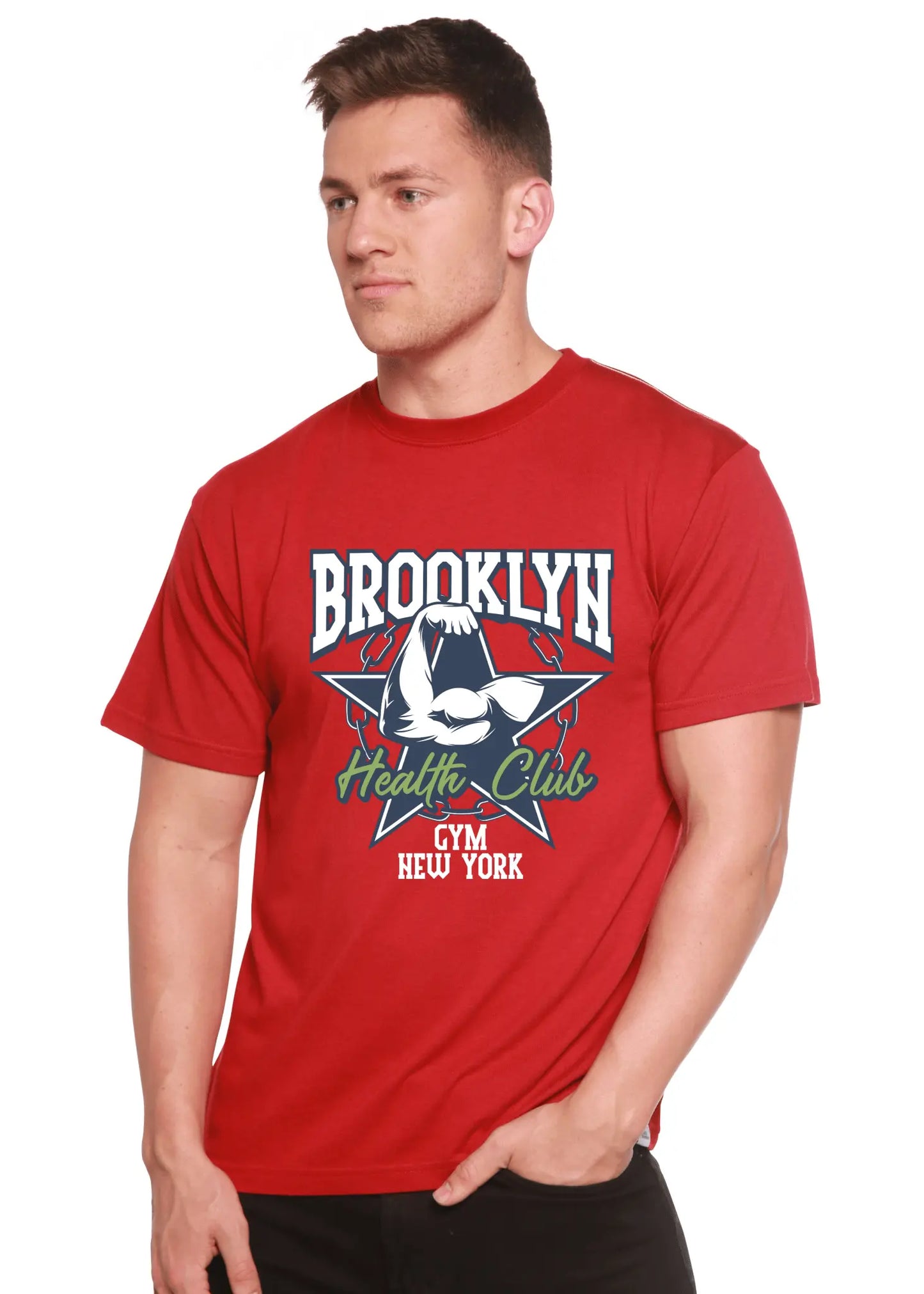 Brooklyn Health Club Men's Bamboo Viscose/Organic Cotton Short Sleeve Graphic T-Shirt - Blade & Thread