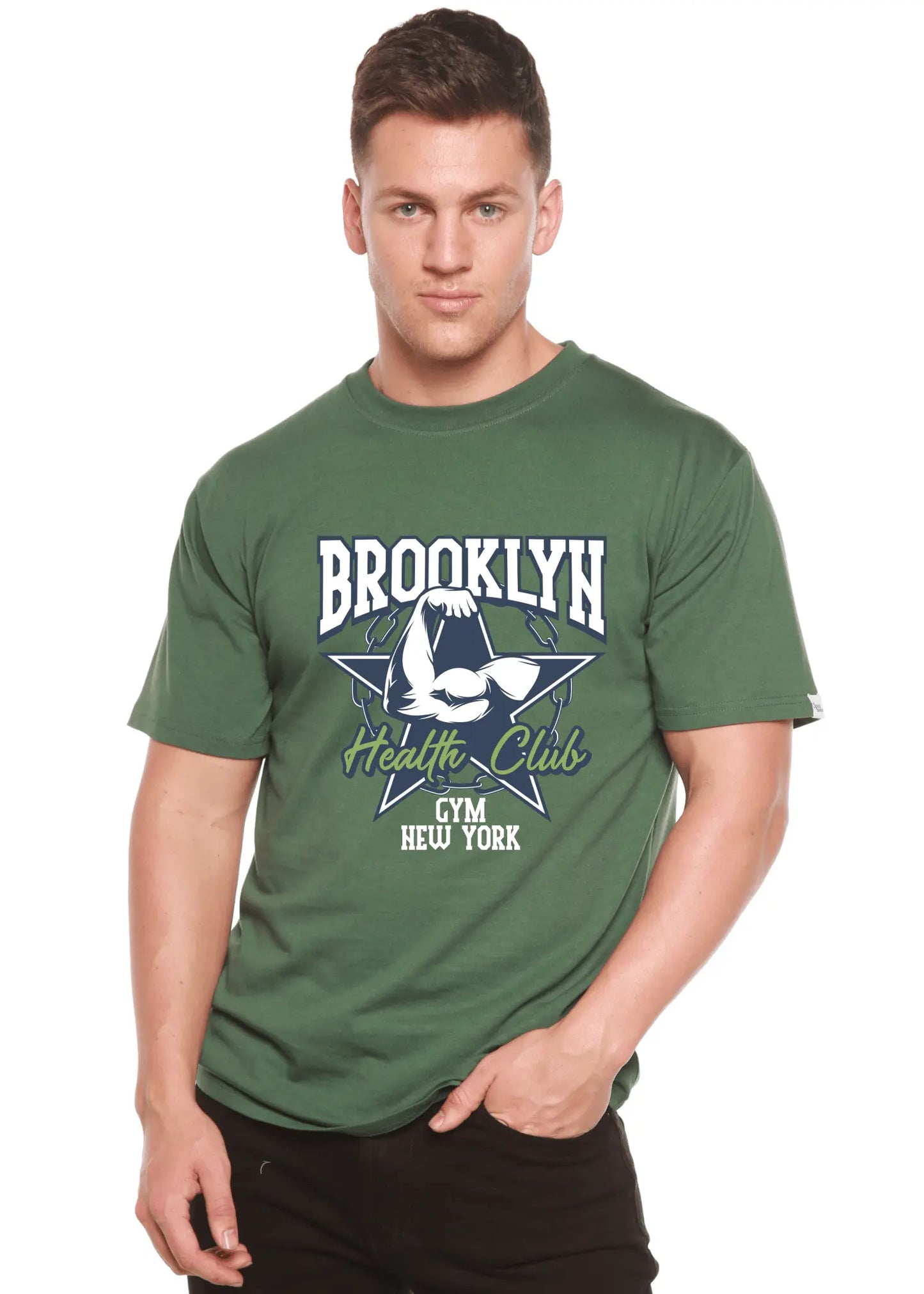 Brooklyn Health Club Men's Bamboo Viscose/Organic Cotton Short Sleeve Graphic T-Shirt - Blade & Thread