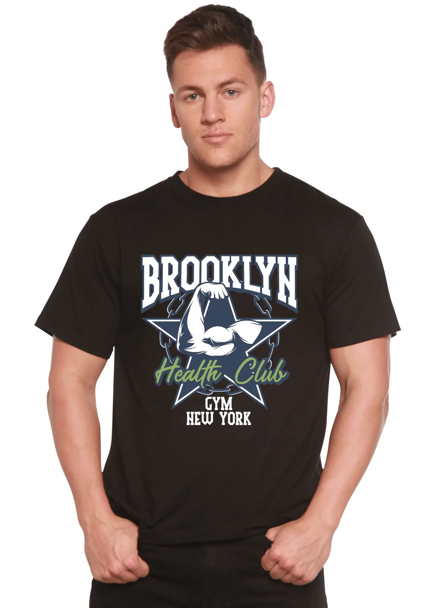 Brooklyn Health Club Men's Bamboo Viscose/Organic Cotton Short Sleeve Graphic T-Shirt - Blade & Thread