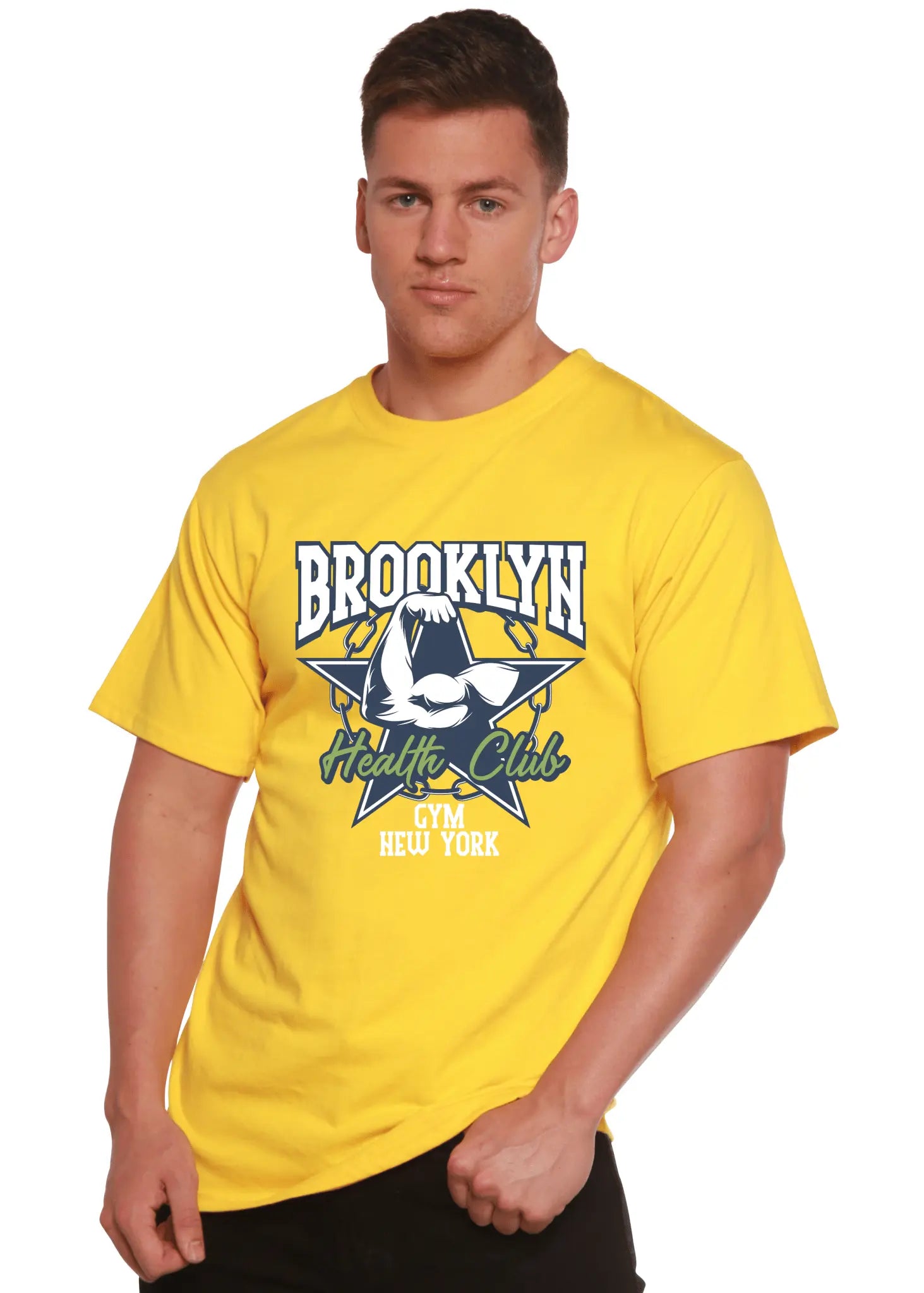 Brooklyn Health Club Men's Bamboo Viscose/Organic Cotton Short Sleeve Graphic T-Shirt - Blade & Thread