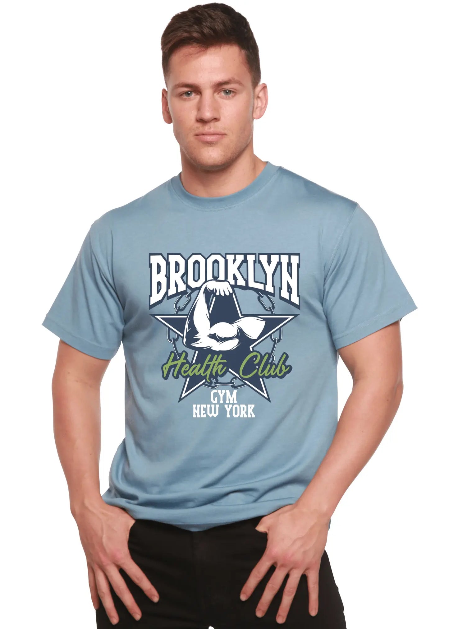Brooklyn Health Club Men's Bamboo Viscose/Organic Cotton Short Sleeve Graphic T-Shirt - Blade & Thread