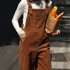 Brown Corduroy Jumpsuits Women Autumn Straight Baggy Loose Casual Wide Leg Trousers Female nowadaysfashion