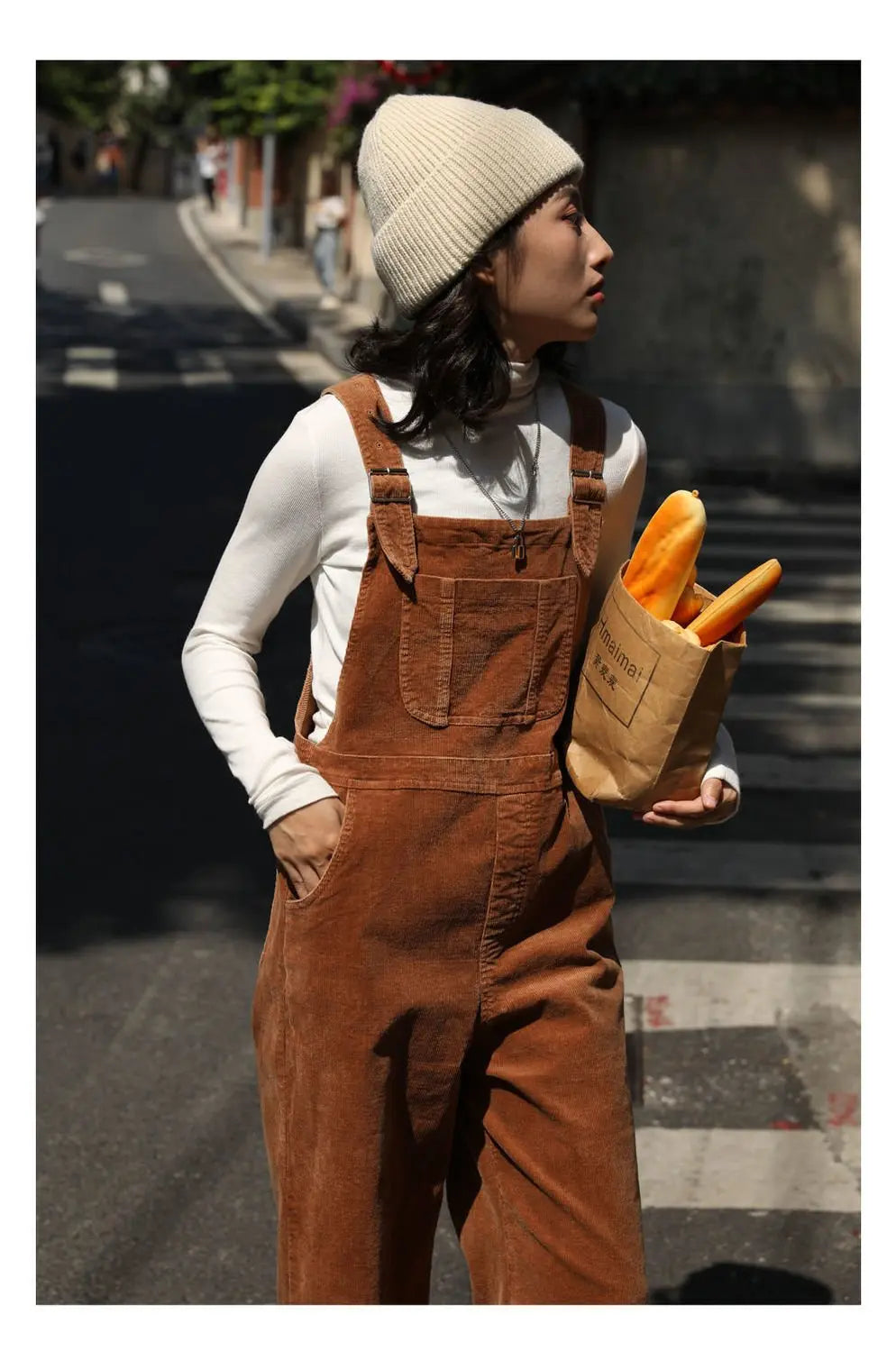 Brown Corduroy Jumpsuits Women Autumn Straight Baggy Loose Casual Wide Leg Trousers Female - Blade & Thread