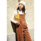 Brown Corduroy Jumpsuits Women Autumn Straight Baggy Loose Casual Wide Leg Trousers Female nowadaysfashion
