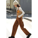 Brown Corduroy Jumpsuits Women Autumn Straight Baggy Loose Casual Wide Leg Trousers Female nowadaysfashion