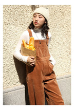 Brown Corduroy Jumpsuits Women Autumn Straight Baggy Loose Casual Wide Leg Trousers Female nowadaysfashion