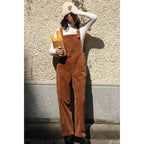 Brown Corduroy Jumpsuits Women Autumn Straight Baggy Loose Casual Wide Leg Trousers Female nowadaysfashion