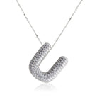 Bubble Initial Necklace 14k Gold Plated Cubic Zirconia nowadaysfashion