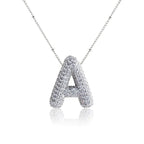 Bubble Initial Necklace 14k Gold Plated Cubic Zirconia nowadaysfashion