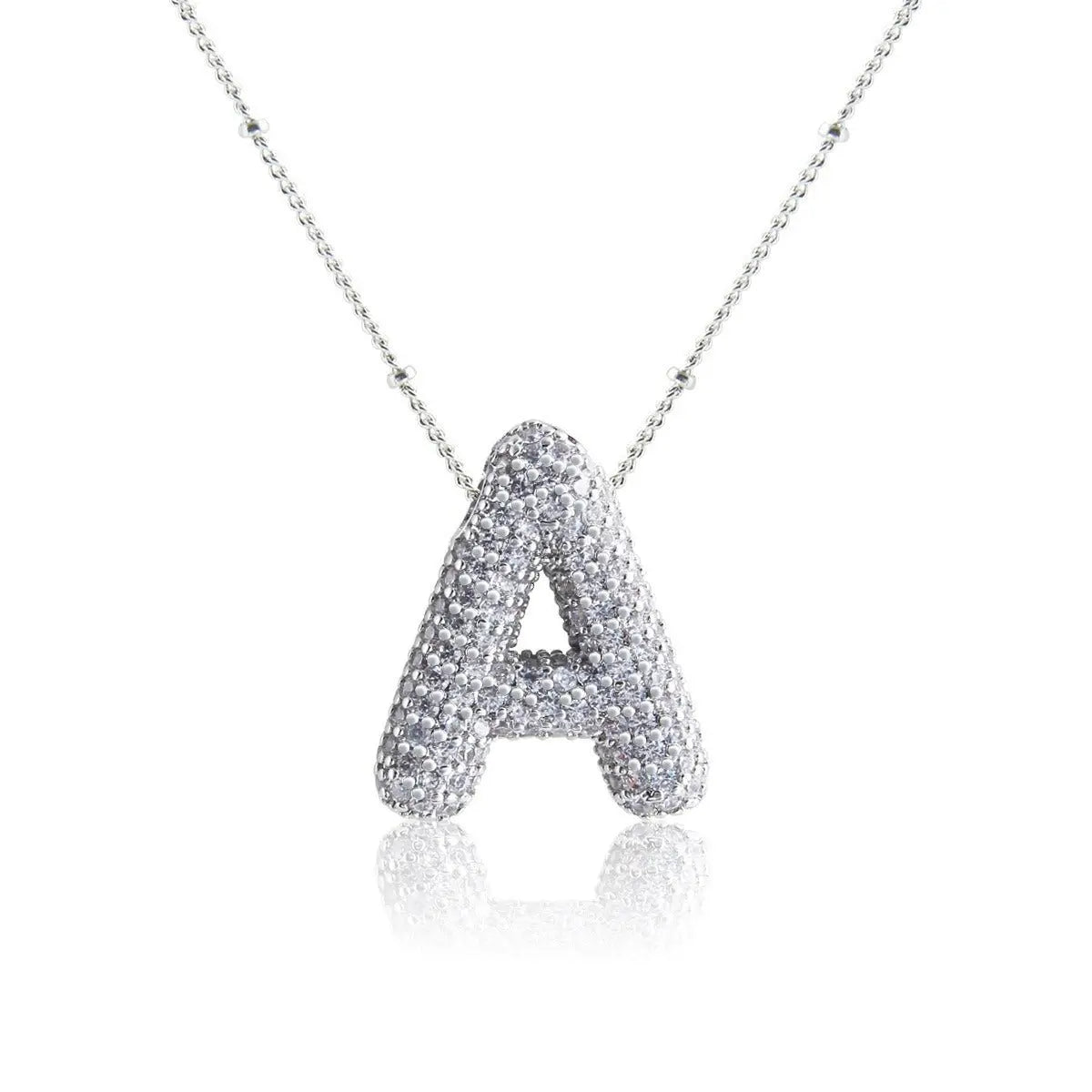 Bubble Initial Necklace 14k Gold Plated Cubic Zirconia - Blade & Thread