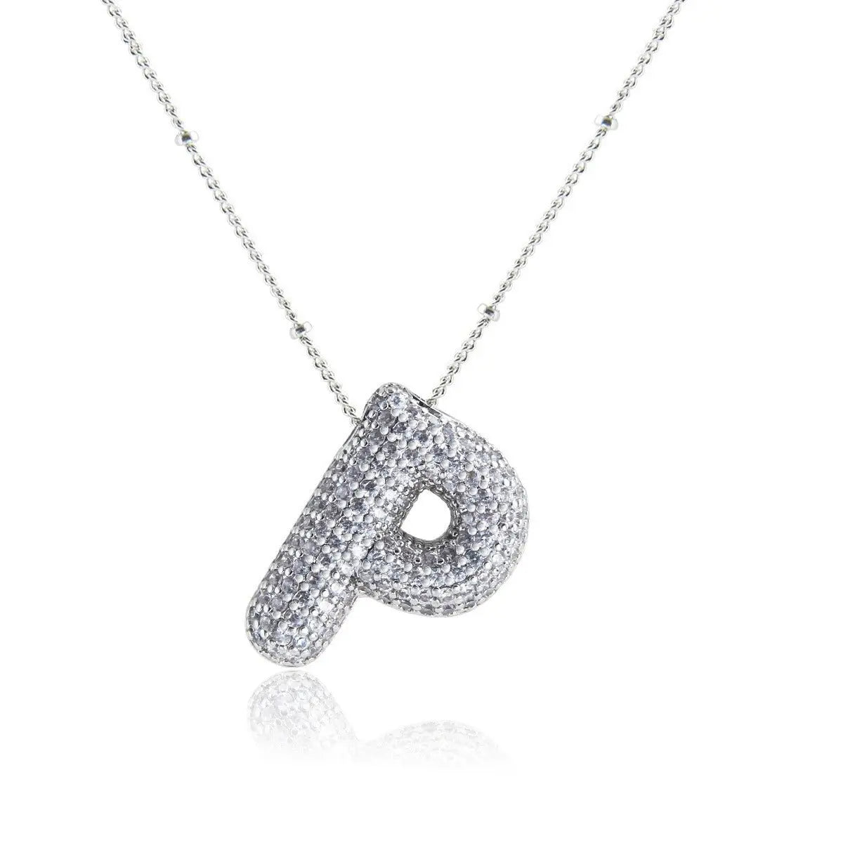 Bubble Initial Necklace 14k Gold Plated Cubic Zirconia - Blade & Thread