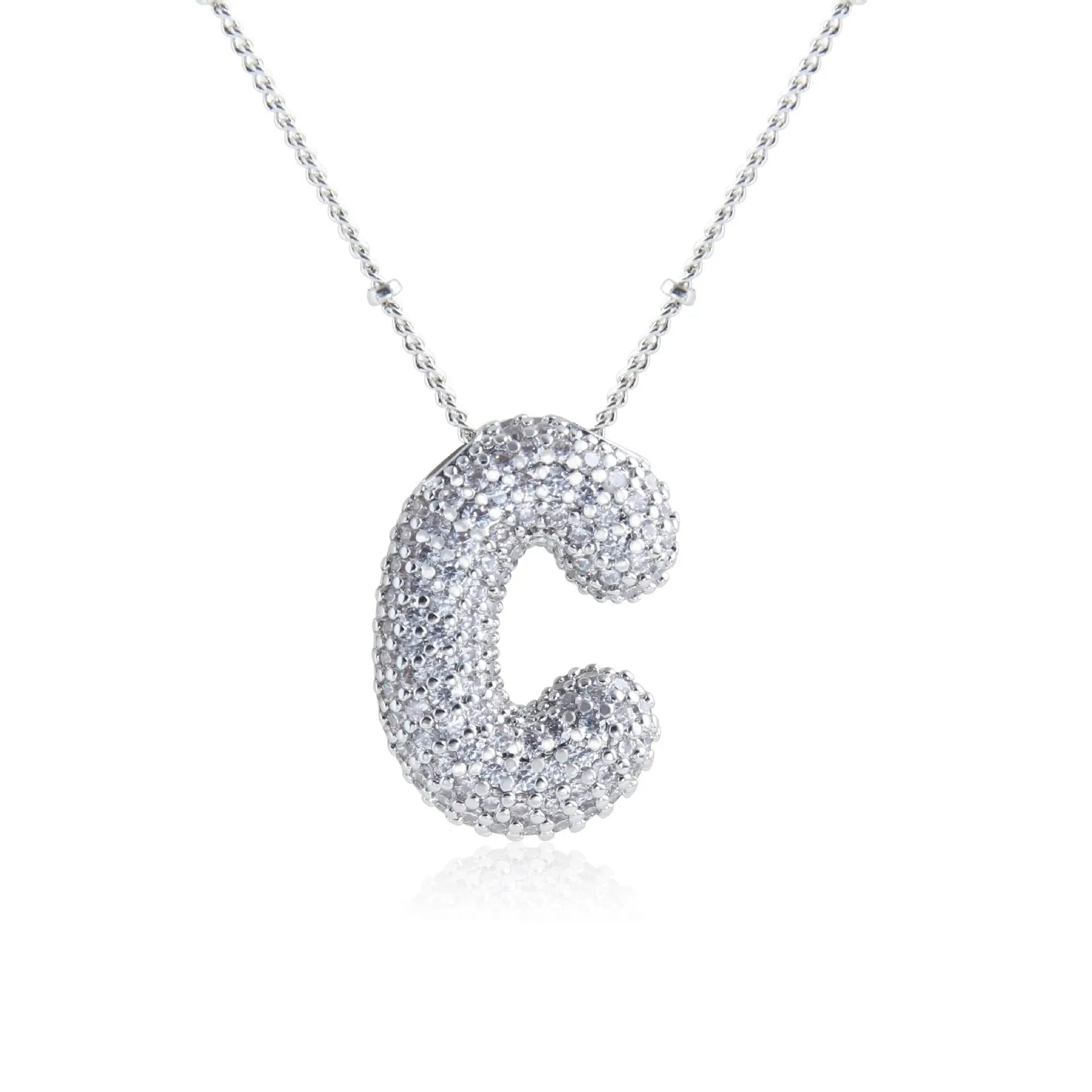 Bubble Initial Necklace 14k Gold Plated Cubic Zirconia - Blade & Thread