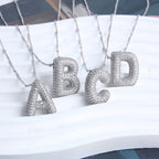 Bubble Initial Necklace 14k Gold Plated Cubic Zirconia nowadaysfashion