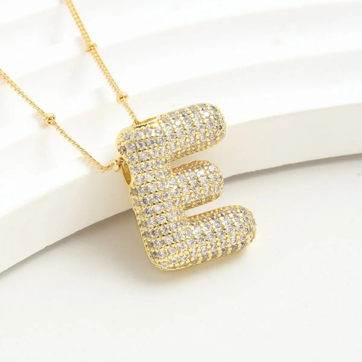 Bubble Initial Necklace 14k Gold Plated Cubic Zirconia - Blade & Thread