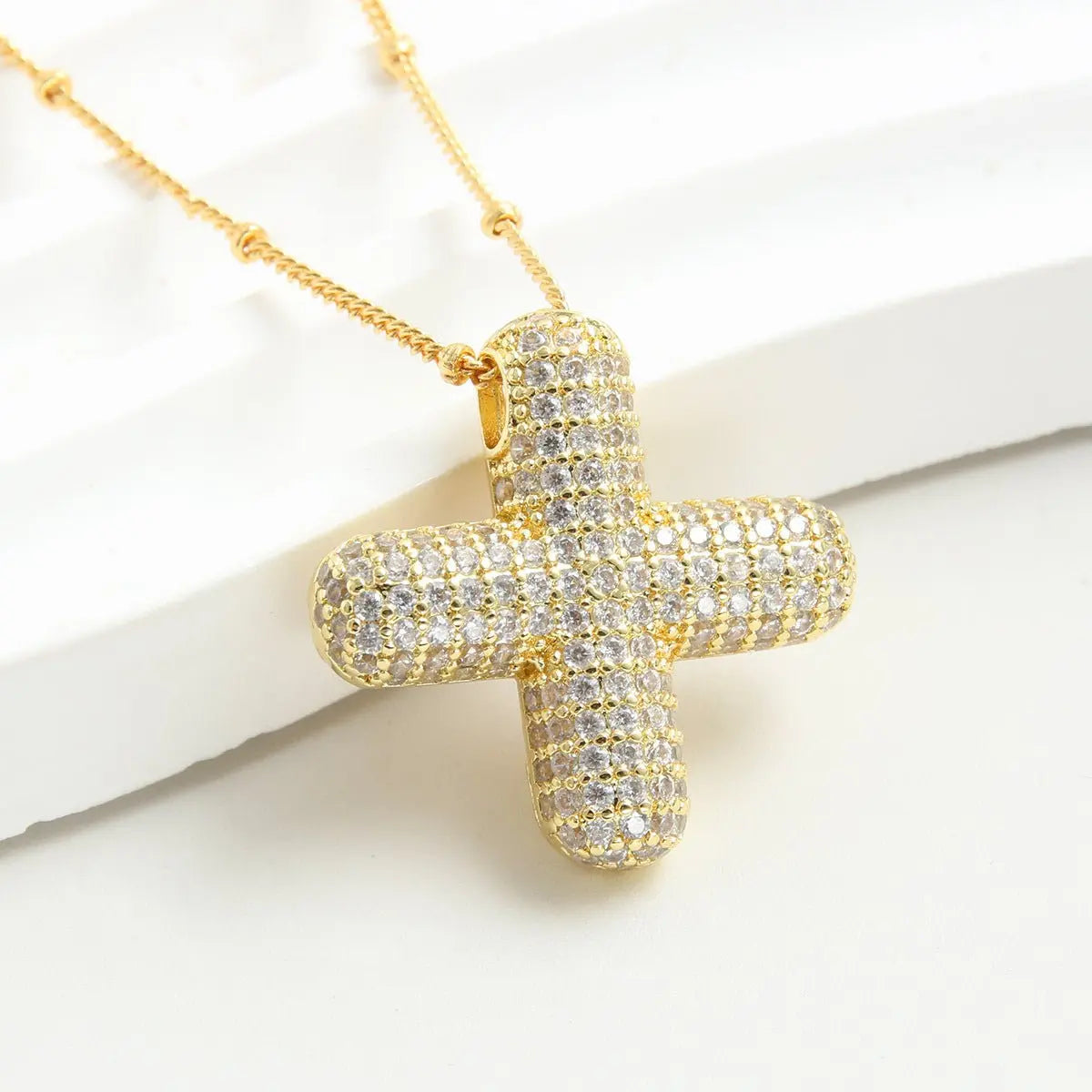 Bubble Initial Necklace 14k Gold Plated Cubic Zirconia nowadaysfashion