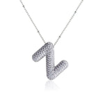Bubble Initial Necklace 14k Gold Plated Cubic Zirconia nowadaysfashion