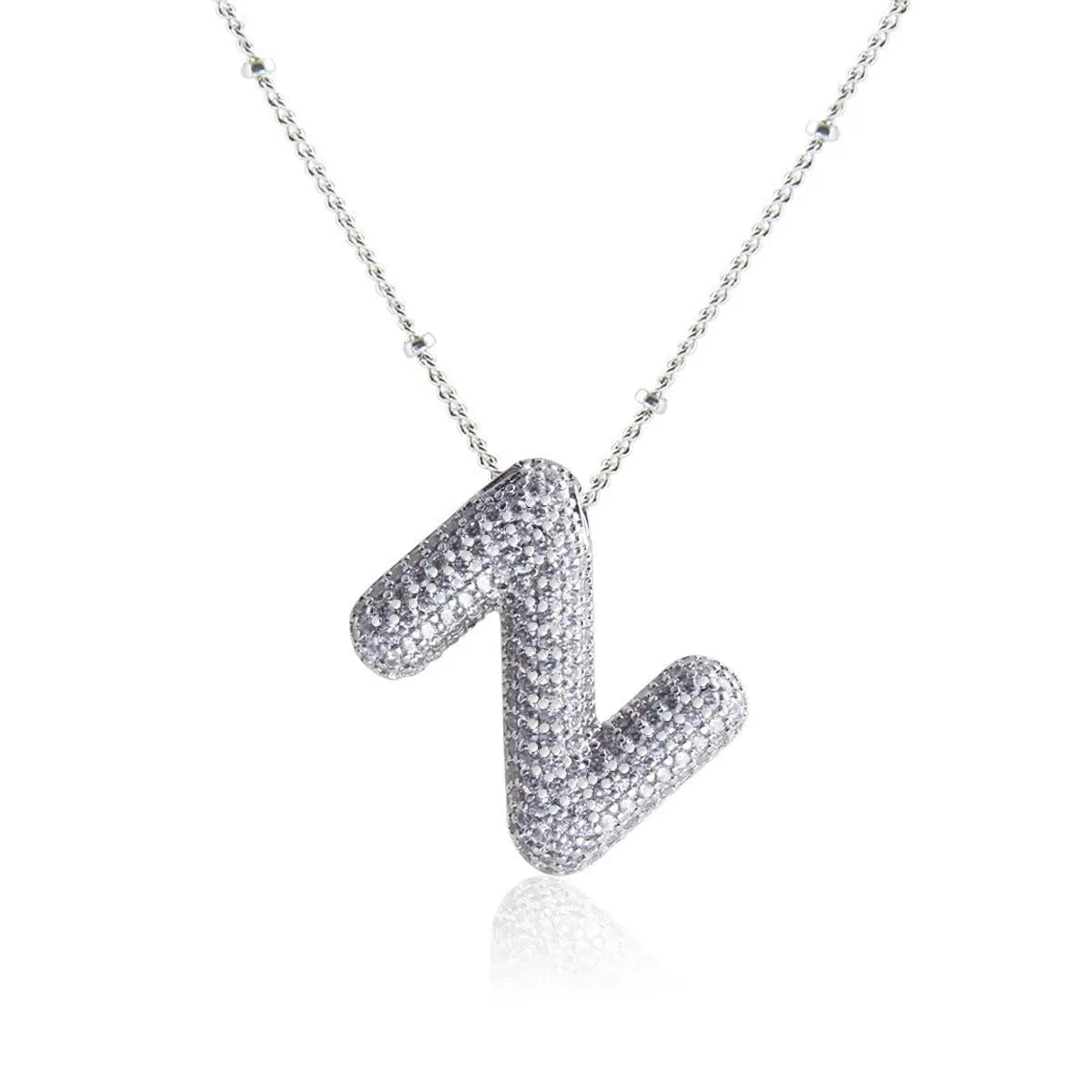 Bubble Initial Necklace 14k Gold Plated Cubic Zirconia nowadaysfashion