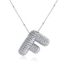 Bubble Initial Necklace 14k Gold Plated Cubic Zirconia nowadaysfashion