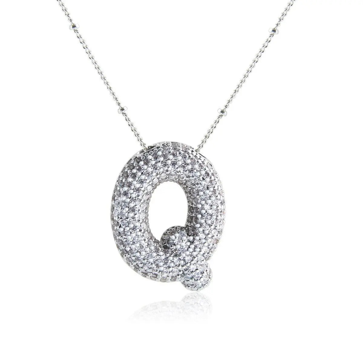 Bubble Initial Necklace 14k Gold Plated Cubic Zirconia nowadaysfashion