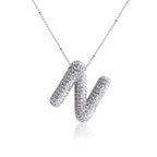 Bubble Initial Necklace 14k Gold Plated Cubic Zirconia nowadaysfashion