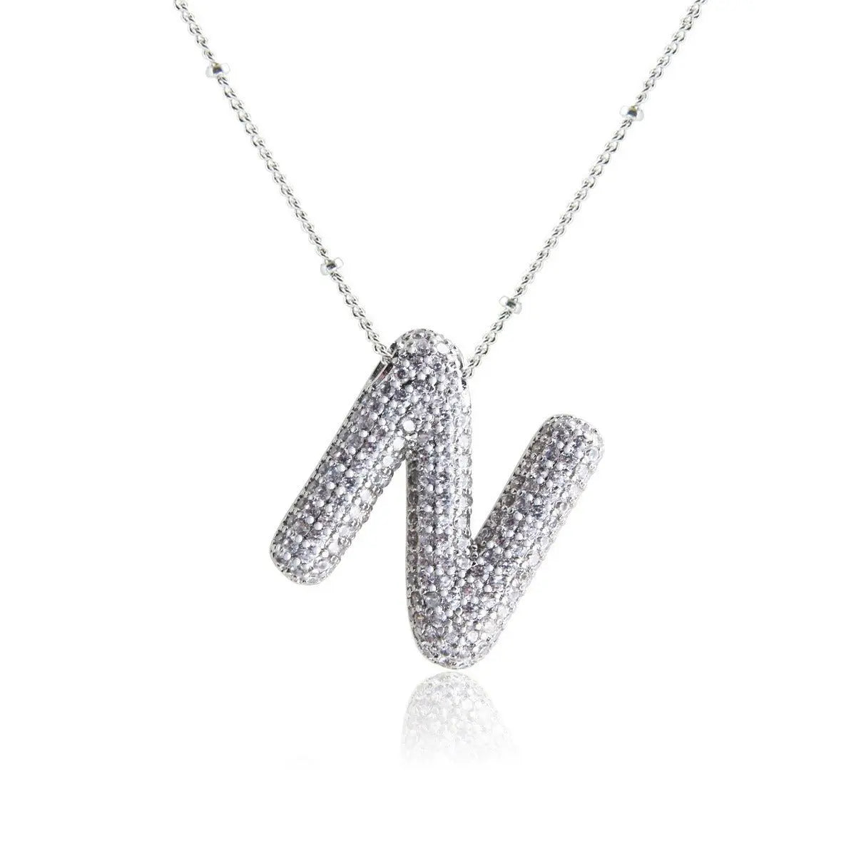 Bubble Initial Necklace 14k Gold Plated Cubic Zirconia nowadaysfashion