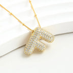 Bubble Initial Necklace 14k Gold Plated Cubic Zirconia nowadaysfashion