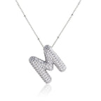 Bubble Initial Necklace 14k Gold Plated Cubic Zirconia nowadaysfashion