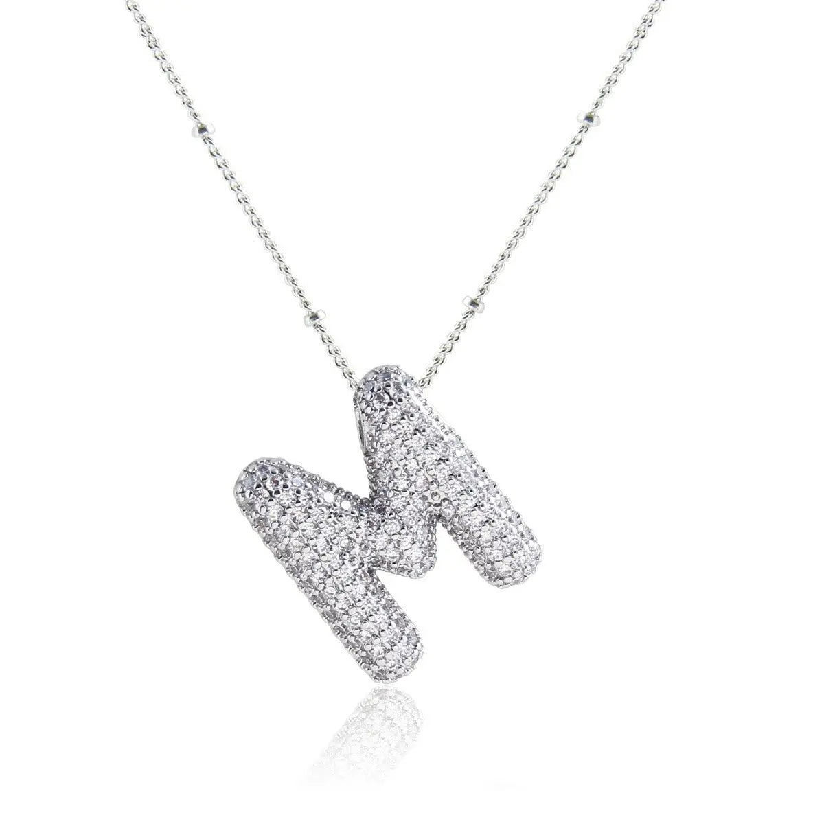 Bubble Initial Necklace 14k Gold Plated Cubic Zirconia - Blade & Thread