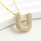 Bubble Initial Necklace 14k Gold Plated Cubic Zirconia nowadaysfashion