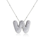 Bubble Initial Necklace 14k Gold Plated Cubic Zirconia nowadaysfashion
