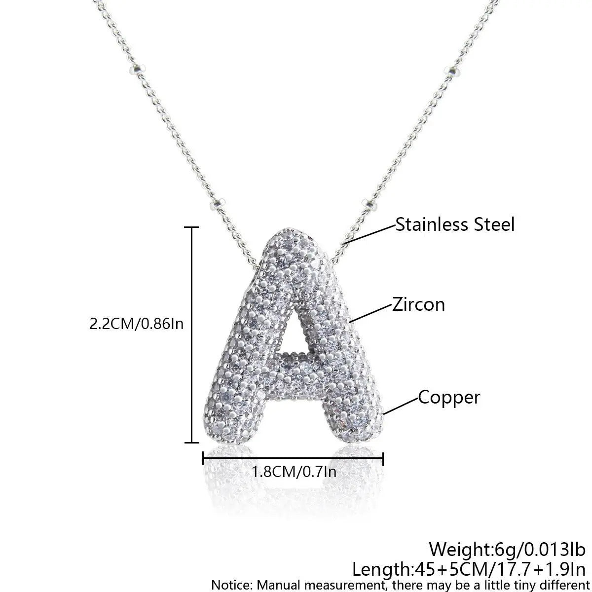 Bubble Initial Necklace 14k Gold Plated Cubic Zirconia - Blade & Thread