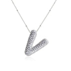 Bubble Initial Necklace 14k Gold Plated Cubic Zirconia nowadaysfashion