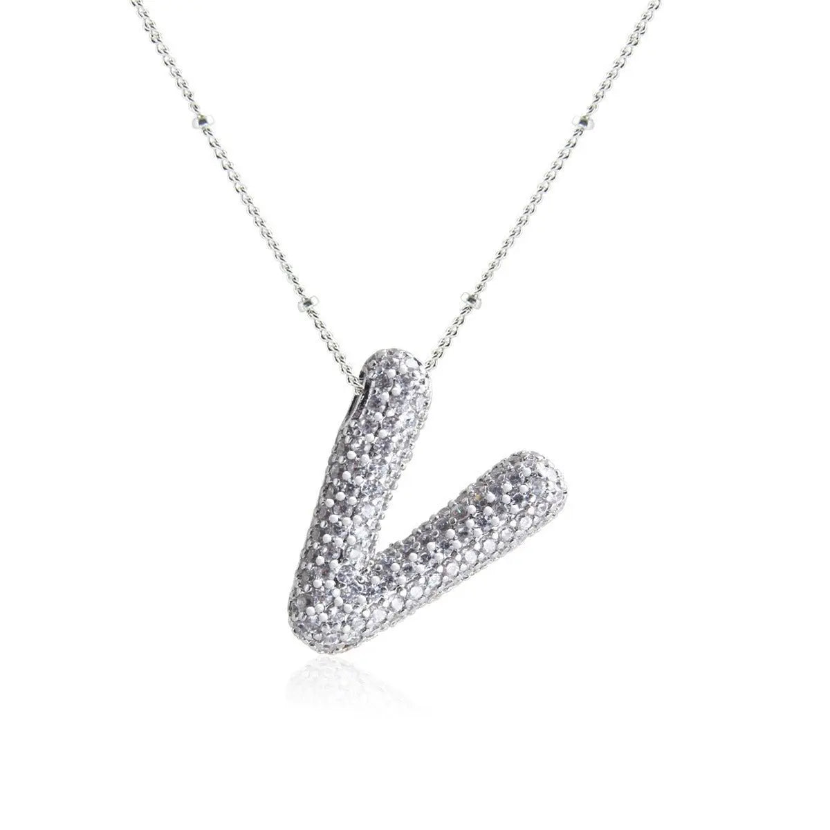 Bubble Initial Necklace 14k Gold Plated Cubic Zirconia nowadaysfashion