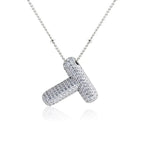 Bubble Initial Necklace 14k Gold Plated Cubic Zirconia nowadaysfashion