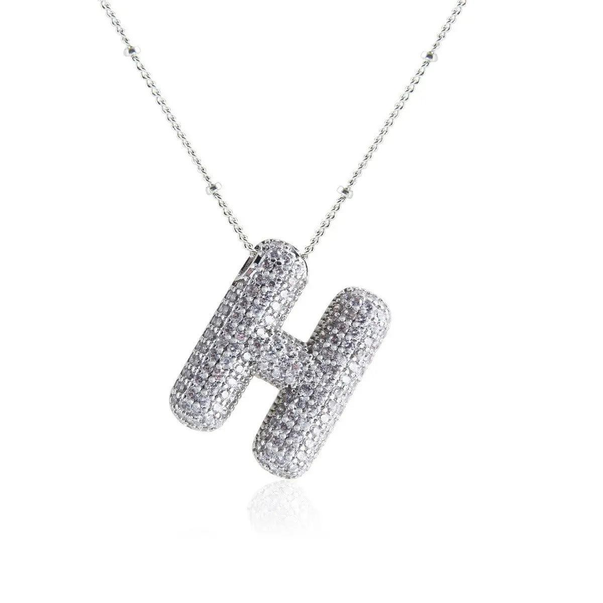 Bubble Initial Necklace 14k Gold Plated Cubic Zirconia - Blade & Thread