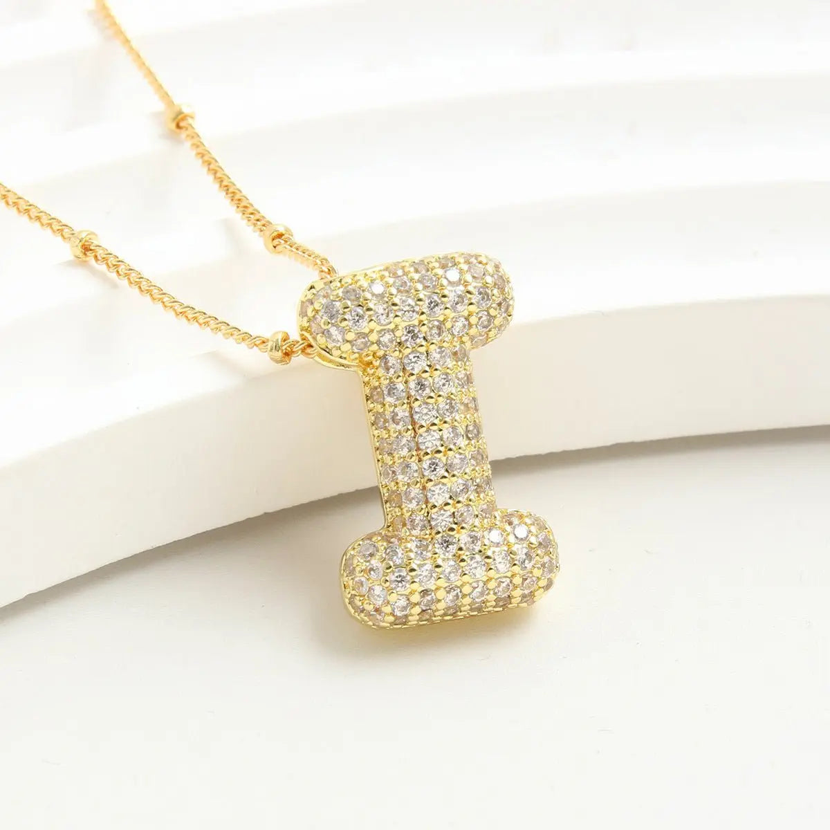 Bubble Initial Necklace 14k Gold Plated Cubic Zirconia - Blade & Thread