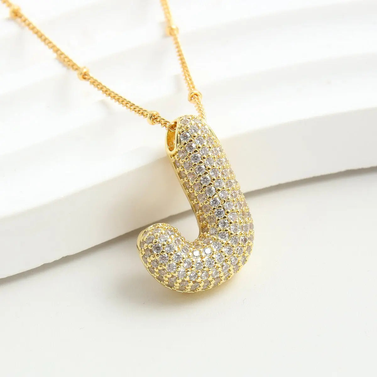 Bubble Initial Necklace 14k Gold Plated Cubic Zirconia - Blade & Thread